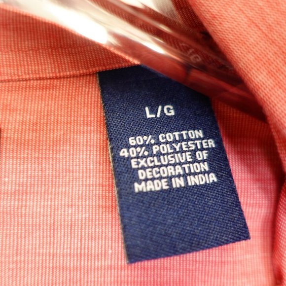 Chaps Shirt Mens Large Cotton‎ Button Down Red Long Sleeve Work Office - Picture 7 of 9